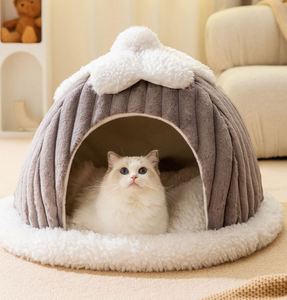 Nid pour animaux de compagnie en peluche pour l'<span class=keywords><strong>hiver</strong></span> Tente de lit pour chat pliable Petit nid de chat mignon intérieur moderne moelleux Maison pour animaux de compagnie - Product Image 6