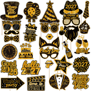 30 pièces de fournitures de fête du Nouvel An 2027, accessoires de photomaton noir et or pour la décoration de la fête du Nouvel An 2027 - Product Image 6