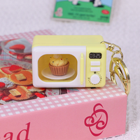 Porte-clés LED créatif en forme de dessin animé pour four à micro-ondes, lumière d'ambiance, petit jouet de cuisine, cadeau, accessoire pour sac en plastique pour étudiants