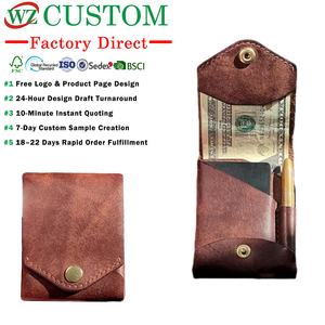 Portacarte in Vera Pelle Vintage con Slot per Penna, Blocco RFID, <span class=keywords><strong>Portafoglio</strong></span> Sottile da <span class=keywords><strong>Uomo</strong></span> con Chiusura <span class=keywords><strong>a</strong></span> Bottone <span class=keywords><strong>a</strong></span> Pressione - Product Image 1