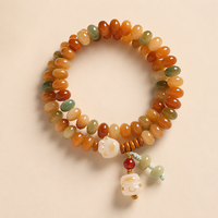 Bracelet en graines de Bodhi multicolores, simple ou double tour, perles d'abaque, breloque en forme de capsule de lotus, bijoux de méditation extensibles, unisexe, vente en gros