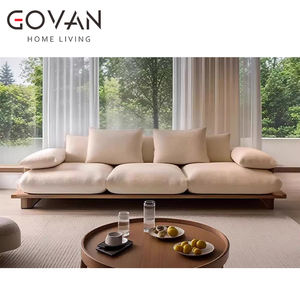 Wabi Sabi Luxuriöses Massivholz-Stoffsofa mit Schwammfüllung für Wohnzimmer in Apartments und Villen - Product Image 5