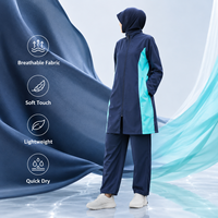 Ensemble uniforme de travail modeste à col montant et blocs de couleur, haut long à manches ajustables et pantalon jogger, pour personnel de spa et tenue de bain, personnalisable