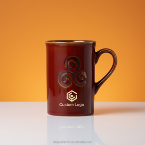 Ensemble de tasses à <span class=keywords><strong>café</strong></span> en grès avec logo personnalisé en relief, tasse à thé en céramique de 350 ml pour un usage quotidien, cadeau de bureau, cuite à haute température - Product Image 3