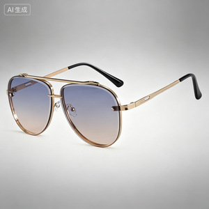 Aviator Sunglasses Men Metal <b>Frame</b> <b>Black</b> UV400 Protection Class 2 Sunshades Fashionable Double Bridge Half Rim - Product Image 3