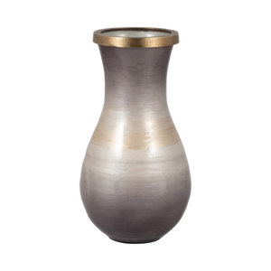 Vaso in Vetro con Bordo in Metallo e Finitura Sfumata, Decorazione Moderna per Soggiorno - Product Image 2