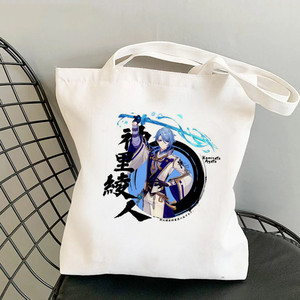 Bolsa de lona impresa con diseño de <span class=keywords><strong>Kamisato</strong></span> <span class=keywords><strong>Ayato</strong></span> de Genshin Impact, estilo Harajuku, bandolera, bolso de compras. - Product Image 1