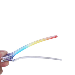 Pinces à cheveux en cristal arc-en-ciel, pinces à bec de canard en plastique de 12 cm pour le coiffage et la séparation des cheveux - Product Image 2