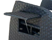 Chaise longue d'extérieur en rotin avec dossier réglable, chaise de jardin en osier PE avec coussin pour balcon et terrasse