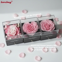 Lovebay Fabrik Großhandel Ewige Blume Duftende Natürliche Konservierte Blumen Schmuckbox mit Schublade zum Valentinstag