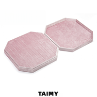Plateau à bijoux octogonal en velours avec couvercle, plateau de présentation de bagues personnalisé avec logo, grande capacité, plateau de rangement pour bijoux pour boutique de bijoux