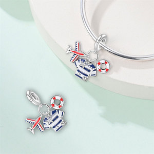 Abalorio Colgante de Cobre con Esmalte, Diseño de Verano, Vacaciones en la Playa, Viaje y Avión, Joyería para Pulsera, Regalo para Mujeres y Niñas - Product Image 2