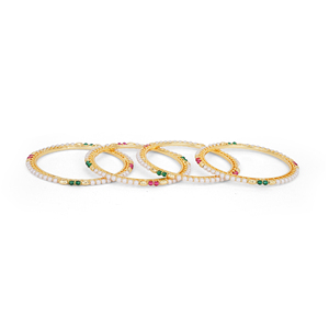 Bracelet en métal décoratif avec de magnifiques embellissements en perles et serties de pierres multicolores, style traditionnel, bijoux de mode - Product Image 2