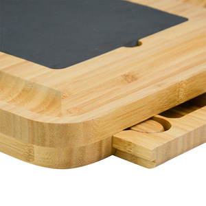 Tabla de Quesos de Bambú con Doble Cajón y Cubiertos, Bandeja Cuadrada para Queso y Tabla de Cortar Pan y Charcutería - Product Image 5