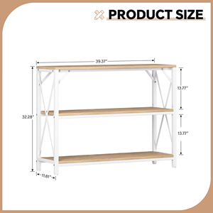 Scaffale Multifunzionale a 3 Ripiani in Legno Resistente, Libreria, Tavolo da Ingresso, Tavolino <span class=keywords><strong>Vintage</strong></span> da Soggiorno/Ufficio con Ripiani Aperti - Product Image 2