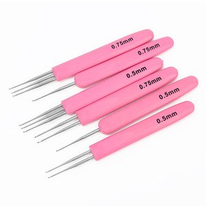 Aiguilles <span class=keywords><strong>à</strong></span> tricoter en <span class=keywords><strong>laine</strong></span> faites <span class=keywords><strong>à</strong></span> la main avec manche en plastique rose, kit DIY, <span class=keywords><strong>à</strong></span> tête simple, double ou triple, <span class=keywords><strong>pour</strong></span> travaux de couture pratiques - Product Image 5
