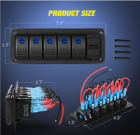 Commutateur de montage sur panneau double chargeur USB LED voltmètre voiture caravane bateau marin 5 gangs interrupteur à bascule panneau 12V étanche