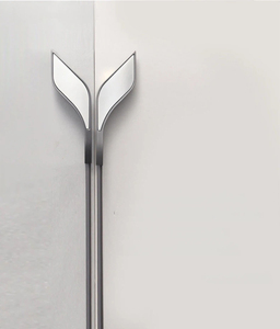 Poignée en alliage de zinc en forme de feuille avec incrustation en similicuir, poignée longue assortie gauche et droite pour porte de placard ou de meuble - Product Image 1