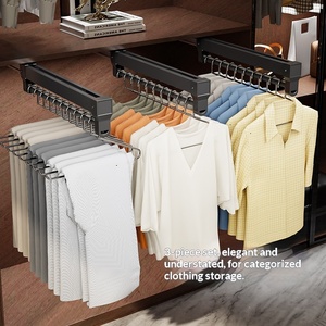 UZIA-DM8 Perchero para Pantalones Integrado en la Parte Superior, Riel Telescópico Deslizable, Multifuncional, <span class=keywords><strong>de</strong></span> Acero Inoxidable, Sin Rastro, para Pantalones y Ropa - Product Image 2