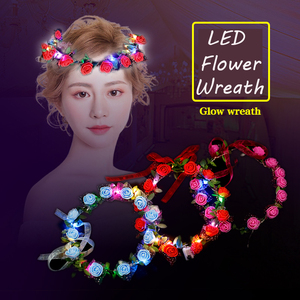 Diadema de corona de flores LED de verano, diademas de flores iluminadas para mujer, guirnaldas florales brillantes, coronas para fiesta de boda - Product Image 4