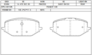 Plaquettes de frein SDCX D2484 PN42005 pour TOYOTA Proace City <span class=keywords><strong>PEUGEOT</strong></span> <span class=keywords><strong>Rifter</strong></span> <span class=keywords><strong>PEUGEOT</strong></span> 508 5008 408 3008 CITROEN C5 X Berlingo OPEL Astra L - Product Image 2