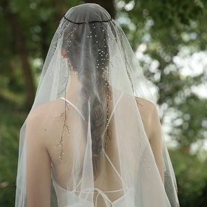 Elegante Handmade di Cerimonia Nuziale Velo Da Sposa Lungo Velo di Cristallo Copricapo Da Sposa Veli - Product Image 3