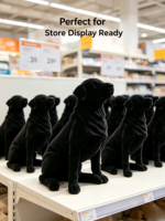 Patung Anjing Labrador Hitam Berlapis Resin Figur Hewan Realistis Dekorasi Rumah Grosir untuk Toko Hadiah Supermarket