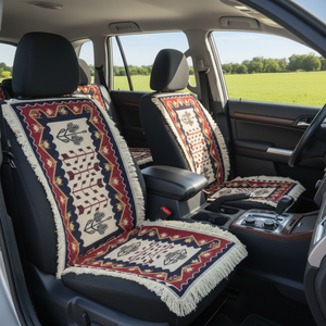 Ensemble de tapis de siège de voiture faits à la machine de style Kilim tapis d'extérieur lavables avec housse de sièges de voiture - Product Image 3