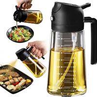 Offre Spéciale – Distributeur d'Huile et de Vinaigre en Verre de Haute Qualité 470 ml – Bouteille Pulvérisatrice pour Cuisine, Barbecue et Salades