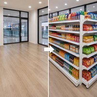 Étagère de supermarché légère blanche, gondole double face, 4 niveaux réglables, écologique, installation rapide, métal, pour la vente au détail