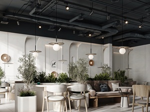 Custom Modern Coffee Shop Interior Design Cafe Furniture Booth Seating Counter with LED <b>Lighting</b> - Product Image 6