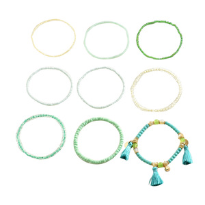 Fashion <b>Beaded</b> Bracelet <b>Set</b> Women's Tassel Geometric Design Multi Layered Jewelry Accessory for Casual Wear - Product Image 5