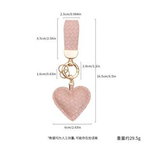 Stylish New Trend Woven Pattern Pu Leather Car Holder Cute Heart-Shaped Keychain Handbag Decoration <b>Key</b> <b>Ring</b> Welcome Gifts - Product Image 6