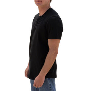 Camisetas de Alta Calidad para Hombre, Manga Corta, Cuello Henley, Dobladillo Curvo, 100% Algodón Jersey, Venta al Por Mayor, Personalizadas, Lisas, Casuales - Product Image 6