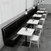 Mobilier de cantine haut de gamme tout-en-un pour café - Ensemble de canapés de restaurant en cuir noir en gros