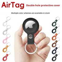 Étui en cuir PU pour AirTag compatible avec le localisateur AirTag, étui de protection pour tracker anti-perte, couleur unie minimaliste en PU