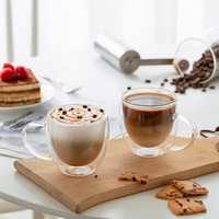 Mug à café expresso en verre borosilicate double paroi transparent fait main de 250 ml, sans BPA, de haute qualité, directement de l'usine
