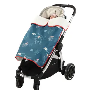 Thermal Waterproof Sherpa Backing Warm Baby Stroller Blanket, Pram Car Seat Canopy Waterproof/Windproof Cover with Clips