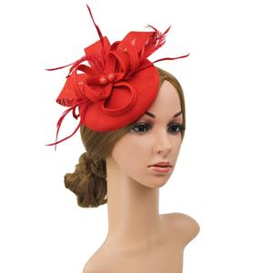 HAPPYQUALITY chiesa 2025 per <span class=keywords><strong>il</strong></span> giorno del partito cappelli Fascinator per capelli da sposa accessori da sposa <span class=keywords><strong>cappello</strong></span> di piume da donna - Product Image 1
