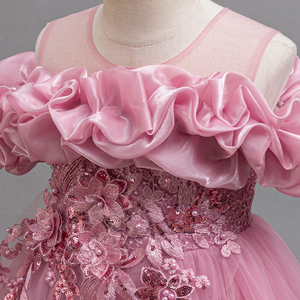 Vestido en capas de princesa para niñas de gama alta 2025, <span class=keywords><strong>disfraz</strong></span> de niña de flores de malla para fiestas de cumpleaños infantiles, actuaciones de Piano, bodas - Product Image 6