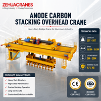 Grue à pont automatique à blocs de carbone pour empilage d'anodes, 5 tonnes, à double grappin, système anti-oscillation, grue à pont de 20 tonnes
