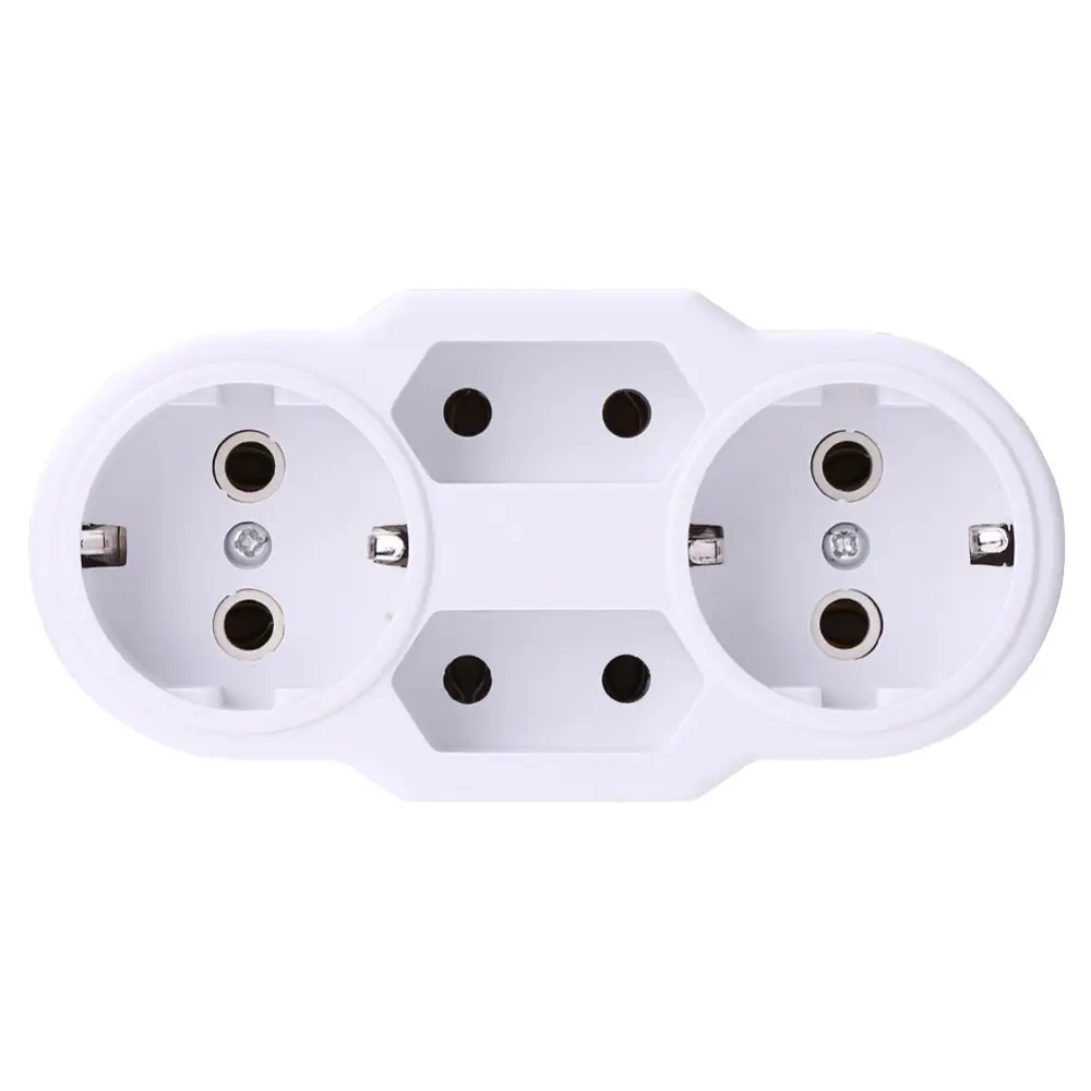 Enchufe europeo de 1 a 2/ 3/4 vías, adaptador de corriente estándar de la UE, CA 110-250V, enchufe europeo de conversión para viaje, uso familiar, 16A