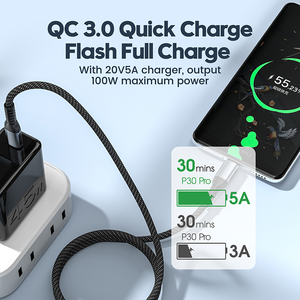 Câble de transfert de données 100W USB C vers USB C câble de chargement 5A tressé de Type C pour téléphone Galaxy <span class=keywords><strong>Kindle</strong></span> - Product Image 3
