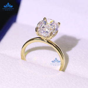 S925 스털링 실버 9K 10K 14K 18K 솔리드 골드 주얼리 솔리테어 오벌 모이사나이트 VVS 등급 약혼반지 - Product Image 5