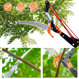 For DIY Folding Multipurpose 2.35m Manual Long Handled Extendable Tree <strong>Pruner</strong> Fiberglass Pruning Saw Telescopic Pole - Product Image 3