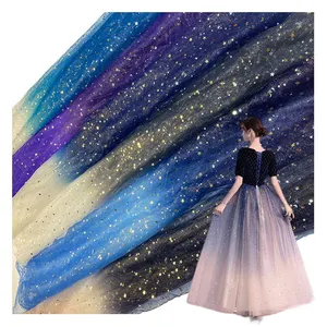 High Quality Gradient Starry Mesh Shiny Evening Dress Dress Lace Tulle Fabric