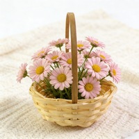 Panier à fleurs multifonctionnel en bambou tressé fait main pour la Saint-Valentin, la Journée de la Femme, panier à main pour bébé, panier pour accessoires photo de poupée