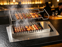 Barbecue Électrique Rotatif Automatique Sans Fumée 3400W pour Intérieur, Machine à Kebab de Table avec 16 Brochettes