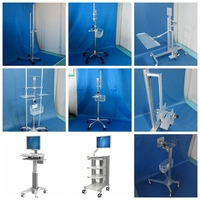 Chariot médical mobile en aluminium pour hôpital et clinique, avec support pour ordinateur portable et bureau
