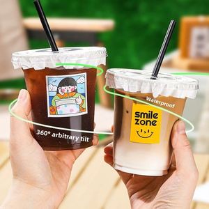 Vasos Desechables de Plástico PET Grueso para Té con Leche de 12oz/16oz/20oz, Calibre 98mm, Tapa Transparente con Impresión de Logotipo Personalizado - Product Image 1